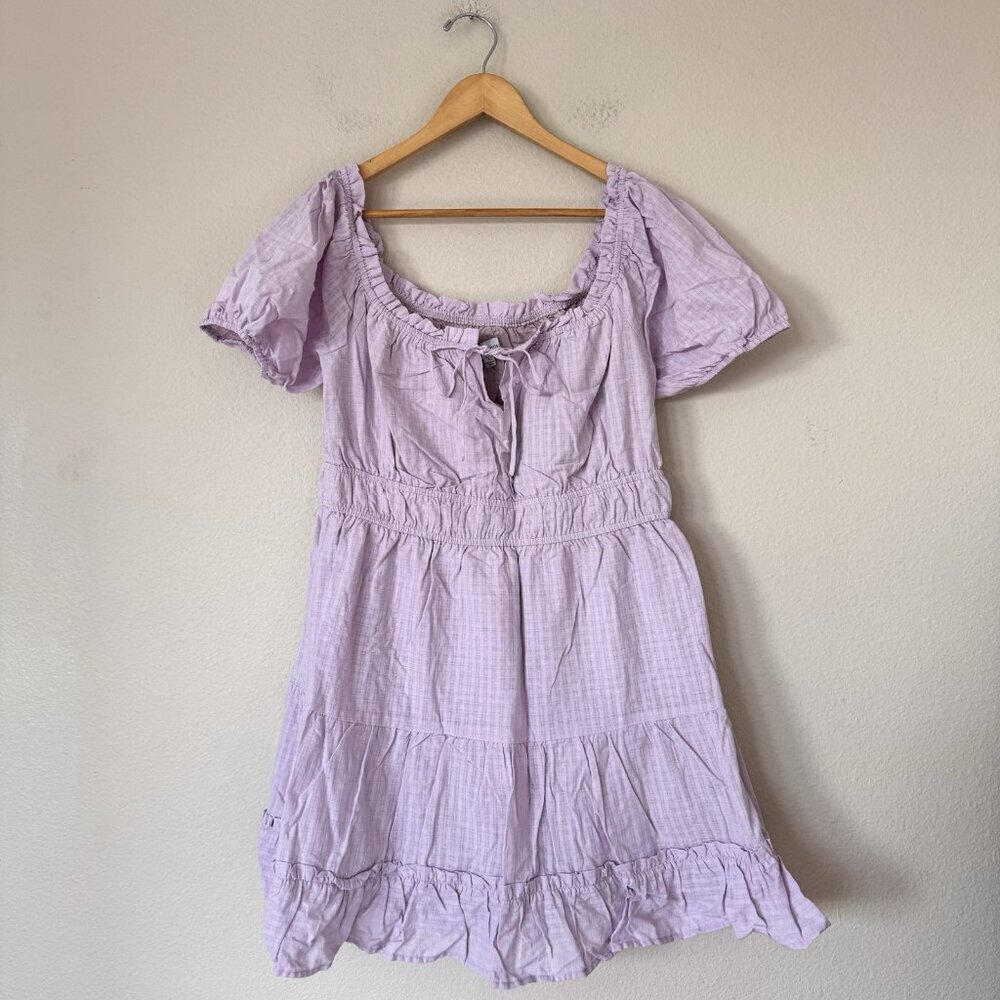 Lost & Wander Lilac Fit and Flare Dress Womens Size Large New Subtle Plaid